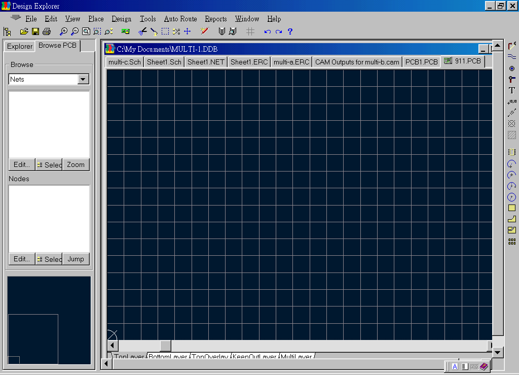 先預備一個PCB編輯環境，不必設置邊界。