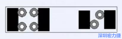 對于大尺寸的電容，比如板級濾波所用的鉭電容，推薦用圖中的安裝方法