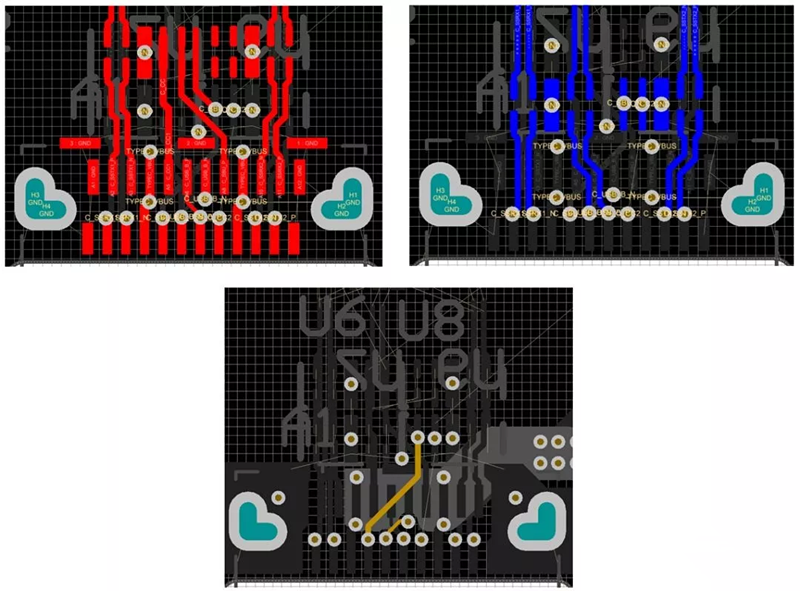 對SBU，USB2和CC1/2等信號做以下布線處理