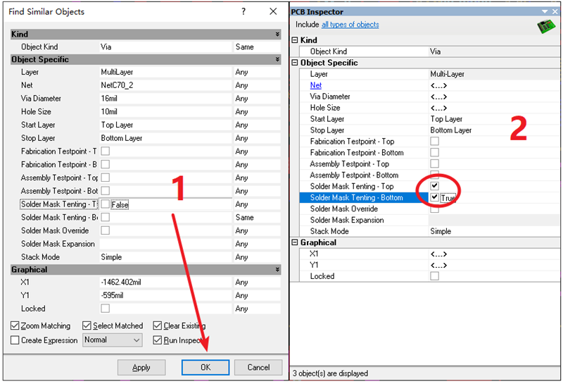 過孔（VIA）蓋油，不用蓋油可以跳過。